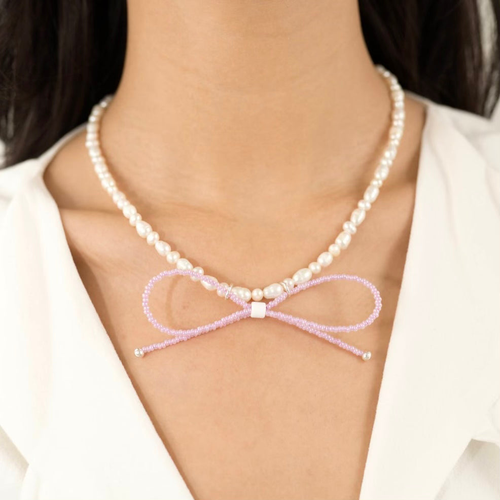 Purple Ribbon Necklace